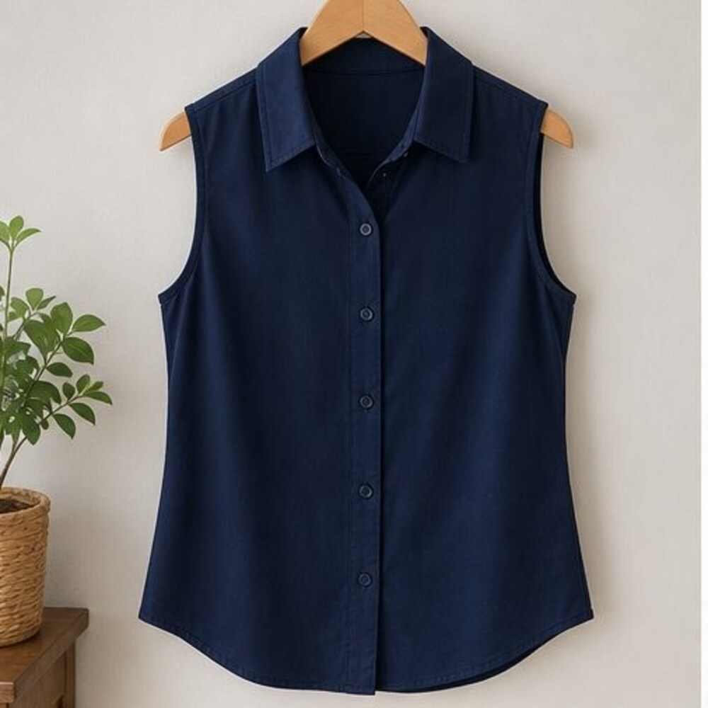 Navy Puff Sleeve Top